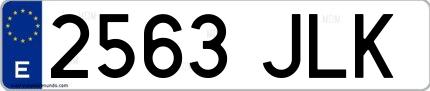Ejemplo de matrícula española 2563 JLK