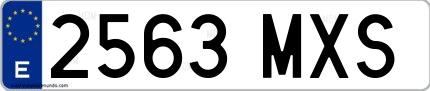 Ejemplo de matrícula española 2563 MXS