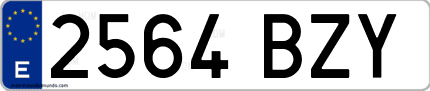 Ejemplo de matrícula de coche ordinaria 2564 BZY