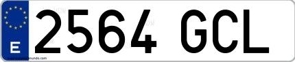 Ejemplo de matrícula española 2564 GCL