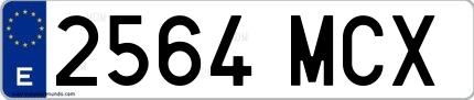 Ejemplo de matrícula española 2564 MCX