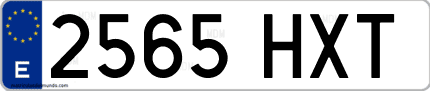 Ejemplo de matrícula de coche ordinaria 2565 HXT