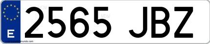 Ejemplo de matrícula española 2565 JBZ