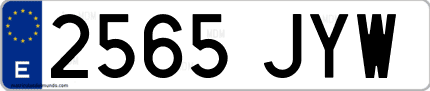 Ejemplo de matrícula de coche ordinaria 2565 JYW