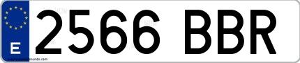 Ejemplo de matrícula española 2566 BBR