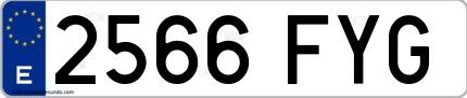 Ejemplo de matrícula española 2566 FYG