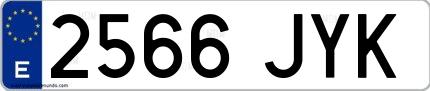 Ejemplo de matrícula de coche ordinaria 2566 JYK