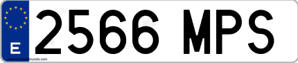 Ejemplo de matrícula de coche ordinaria 2566 MPS