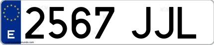 Ejemplo de matrícula española 2567 JJL