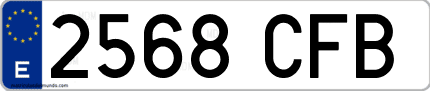 Ejemplo de matrícula de coche ordinaria 2568 CFB