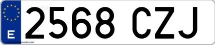 Ejemplo de matrícula española 2568 CZJ