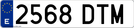 Ejemplo de matrícula de coche ordinaria 2568 DTM