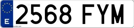 Ejemplo de matrícula española 2568 FYM