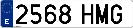 Ejemplo de matrícula de coche ordinaria 2568 HMG