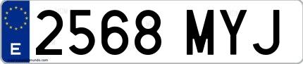 Ejemplo de matrícula española 2568 MYJ