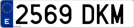 Ejemplo de matrícula de coche ordinaria 2569 DKM