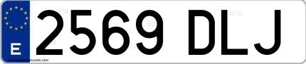 Ejemplo de matrícula española 2569 DLJ