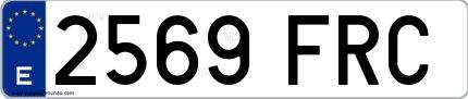 Ejemplo de matrícula española 2569 FRC