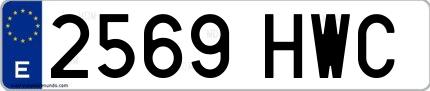 Ejemplo de matrícula española 2569 HWC