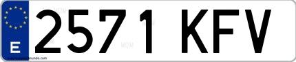 Ejemplo de matrícula española 2571 KFV