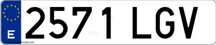 Ejemplo de matrícula de coche ordinaria 2571 LGV
