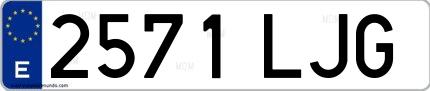 Ejemplo de matrícula española 2571 LJG