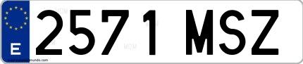 Ejemplo de matrícula española 2571 MSZ