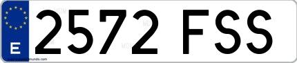 Ejemplo de matrícula española 2572 FSS