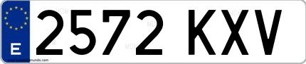 Ejemplo de matrícula española 2572 KXV