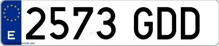 Ejemplo de matrícula española 2573 GDD