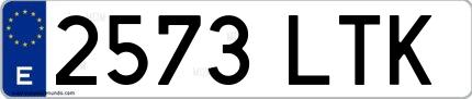 Ejemplo de matrícula española 2573 LTK