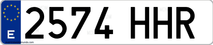 Ejemplo de matrícula de coche ordinaria 2574 HHR