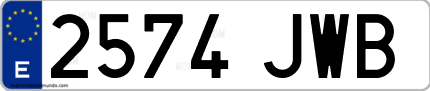 Ejemplo de matrícula de coche ordinaria 2574 JWB