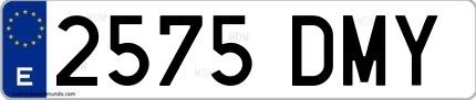 Ejemplo de matrícula española 2575 DMY