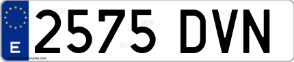 Ejemplo de matrícula de coche ordinaria 2575 DVN