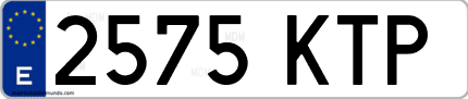 Ejemplo de matrícula de coche ordinaria 2575 KTP