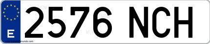 Ejemplo de matrícula española 2576 NCH