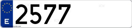 Ejemplo de matrícula de coche ordinaria 2577 