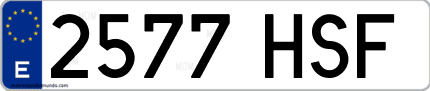 Ejemplo de matrícula de coche ordinaria 2577 HSF
