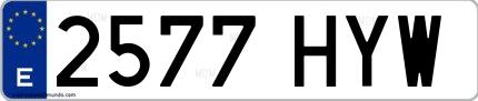 Ejemplo de matrícula española 2577 HYW