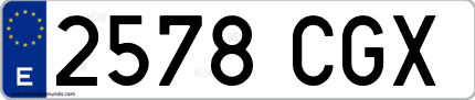 Ejemplo de matrícula de coche ordinaria 2578 CGX