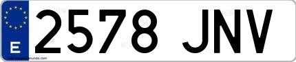 Ejemplo de matrícula española 2578 JNV