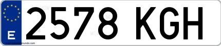 Ejemplo de matrícula española 2578 KGH