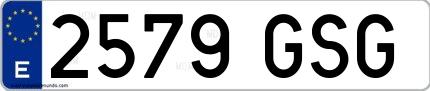 Ejemplo de matrícula española 2579 GSG