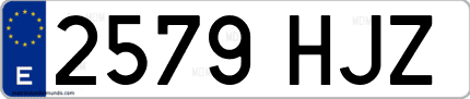 Ejemplo de matrícula de coche ordinaria 2579 HJZ
