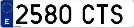 Ejemplo de matrícula española 2580 CTS