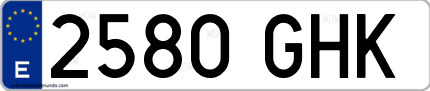 Ejemplo de matrícula de coche ordinaria 2580 GHK