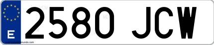 Ejemplo de matrícula española 2580 JCW
