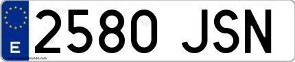 Ejemplo de matrícula española 2580 JSN