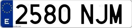 Ejemplo de matrícula española 2580 NJM